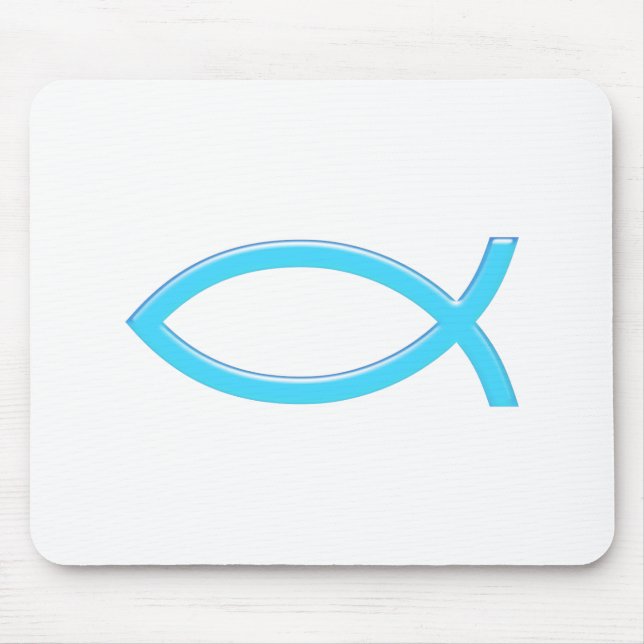 Ichthus - Christliches Fischsymbol - Blau Mousepad (Vorne)