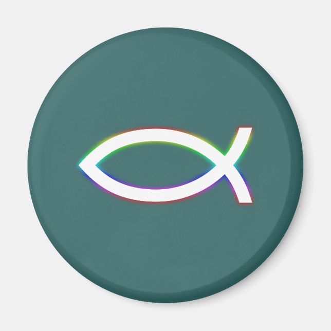 Ichthus - Christliches Fischsymbol - Glühen Magnet (Vorne)