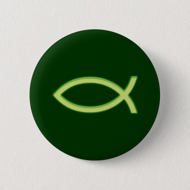Ichthus - Christliches Fischsymbol - Hellgrün Button (Vorderseite)