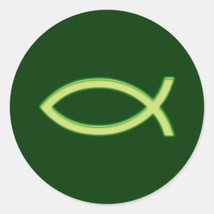 Ichthus - Christliches Fischsymbol - Hellgrün Runder Aufkleber