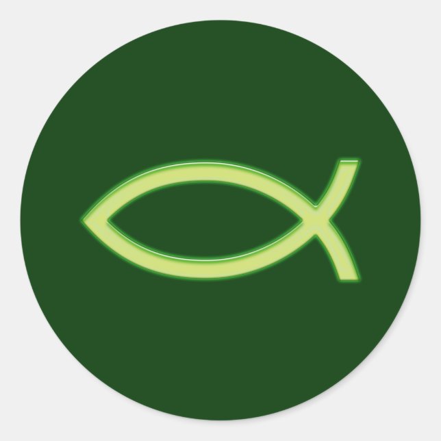 Ichthus - Christliches Fischsymbol - Hellgrün Runder Aufkleber (Vorderseite)