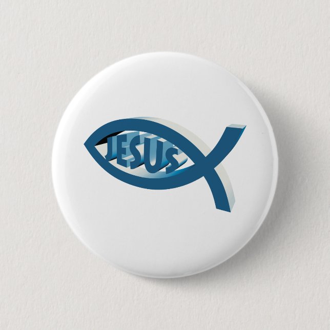 Ichthus - Christliches Fischsymbol - Jesus-Schrift Button (Vorderseite)