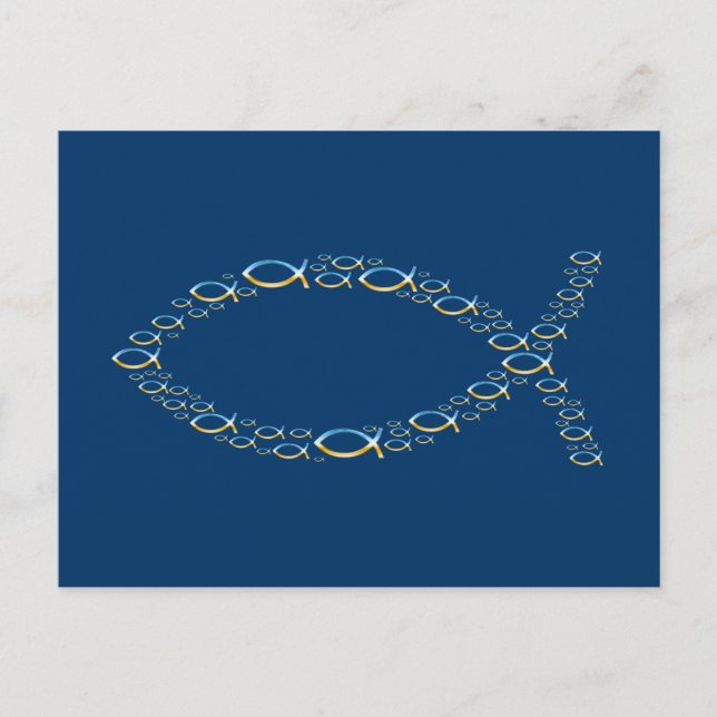 Ichthus - Christliches Fischsymbol - Kleine Fische Postkarte (Vorderseite)