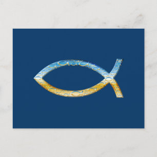 Ichthus   Christliches Fischsymbol Postkarte