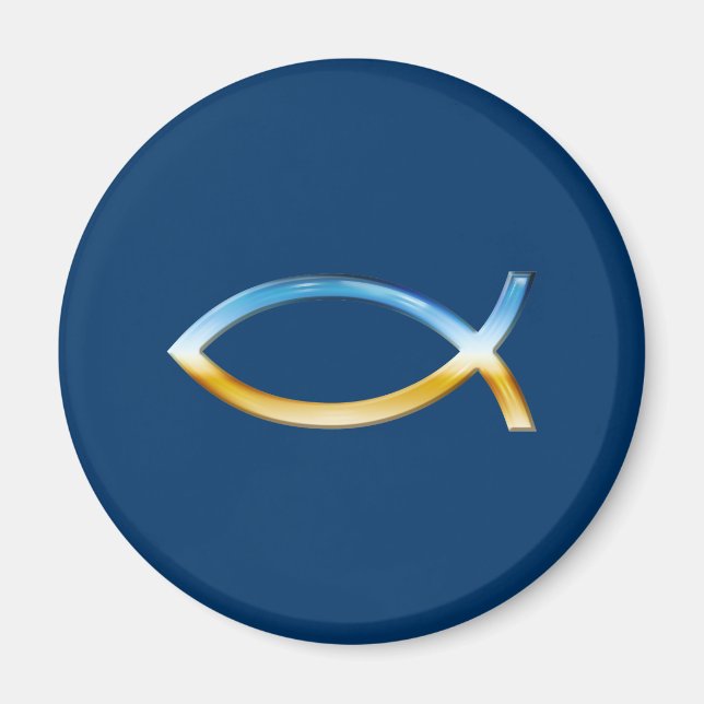 Ichthus - Christliches Fischsymbol Sky & Ground Magnet (Vorne)