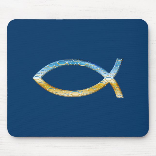 Ichthus - Christliches Fischsymbol Sky & Ground Mousepad (Vorne)