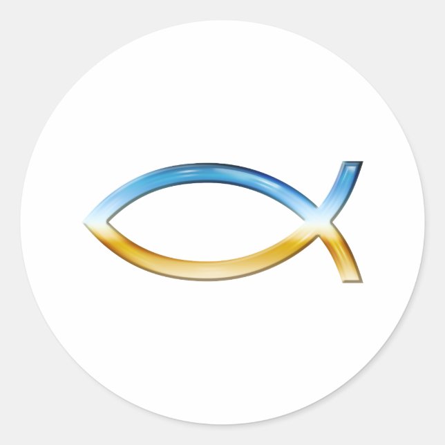 Ichthus - Christliches Fischsymbol Sky & Ground Runder Aufkleber (Vorderseite)
