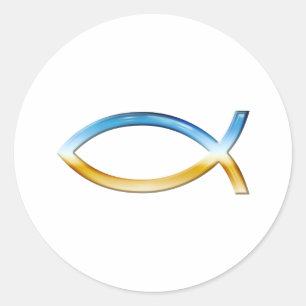 Ichthus - Christliches Fischsymbol Sky & Ground Runder Aufkleber
