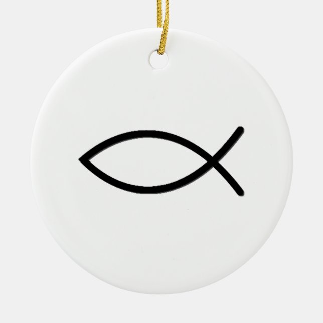 Ichthus Fisch-Symbol Keramik Ornament (Vorne)