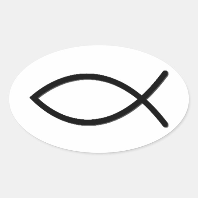 Ichthus Fish Symbol Ovaler Aufkleber (Vorderseite)