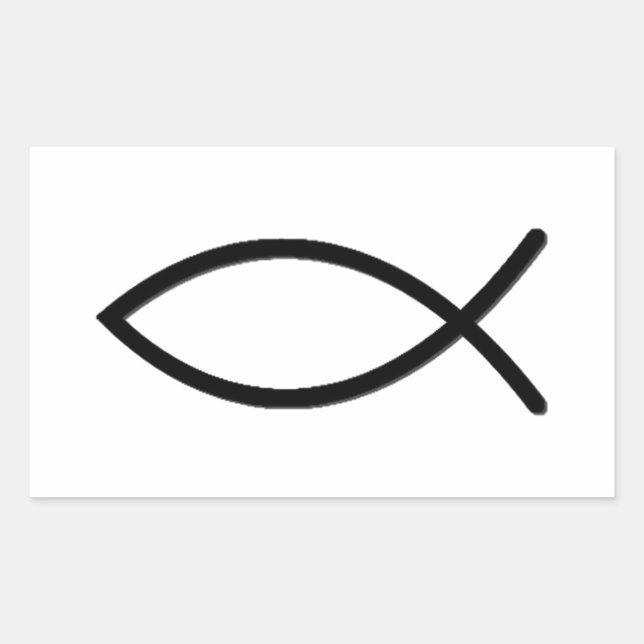 Ichthus Fish Symbol Rechteckiger Aufkleber (Vorderseite)