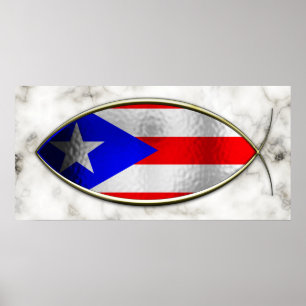 Ichthus - Puerto-Rico-Flagge Poster