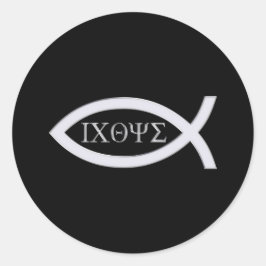 Ichthys | Christliches Fischsymbol Runder Aufkleber