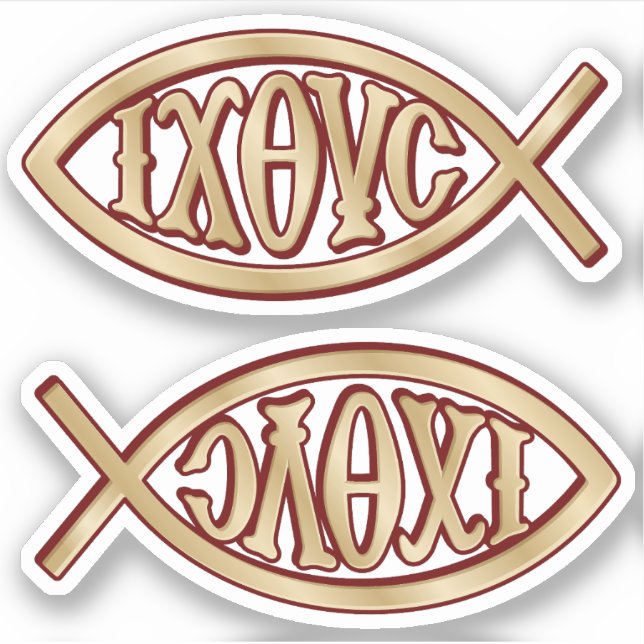 Ichthys Christliches Symbol Aufkleber (Vorderseite)