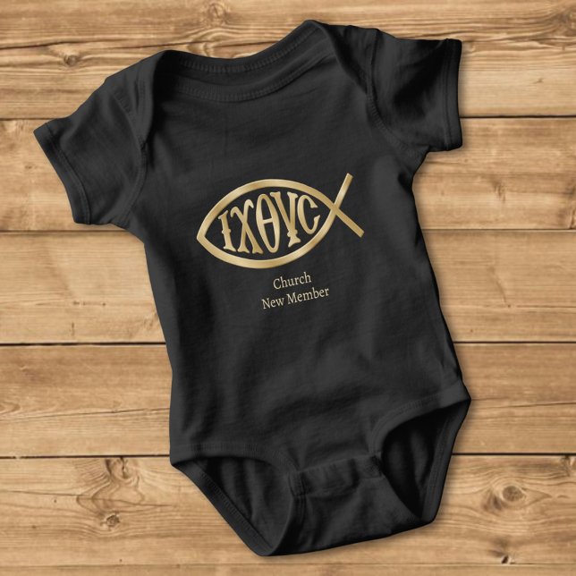 Ichthys Christliches Symbol Baby Strampler (Von Creator hochgeladen)