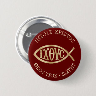 Ichthys Christliches Symbol Button