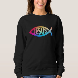 Ichthys Christliches Symbol Jesus Fisch Kinder Jes Sweatshirt