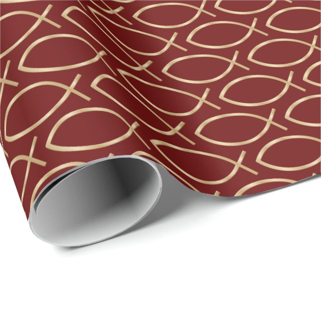 Ichthys-Christussymbol-Muster Geschenkpapier (Rolleneckpunkt)