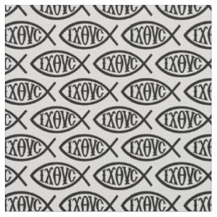 Ichthys-Christussymbol-Muster Stoff