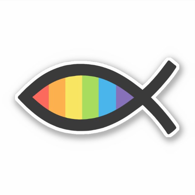 Ichthys Jesus Fish LGBTQ Gay Christlich Aufkleber (Vorderseite)