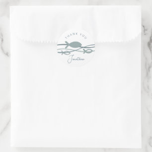 Ichthys Waves Tauf-Suite Blau - Danke  Runder Aufkleber