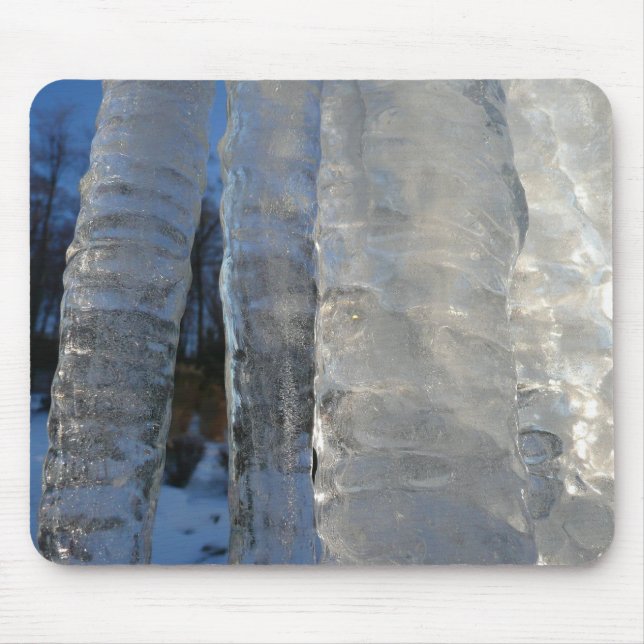 Icicles Abstrakt Blue Winter Fotografy Mousepad (Vorne)