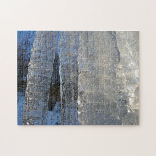 Icicles Abstrakt Blue Winter Fotografy Puzzle (Horizontal)