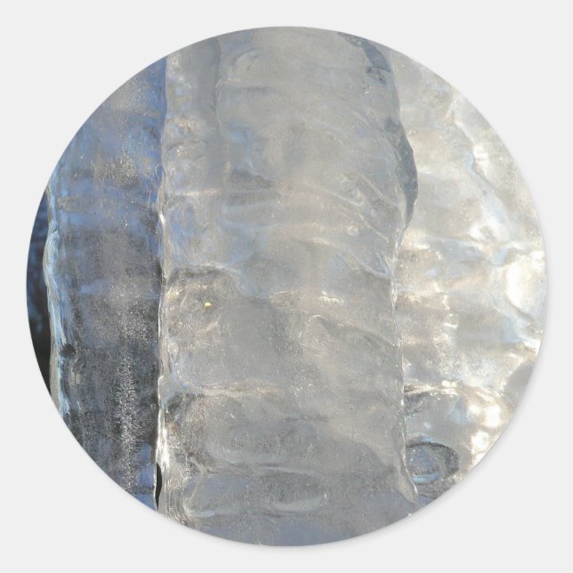 Icicles Abstrakt Blue Winter Fotografy Runder Aufkleber (Vorderseite)