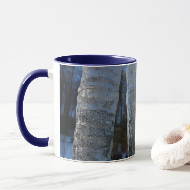 Icicles Abstrakt Blue Winter Fotografy Tasse (Mit Donut)