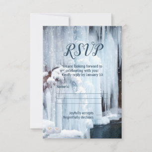 Icicles Winter Wedding Veil RSVP Card Einladung