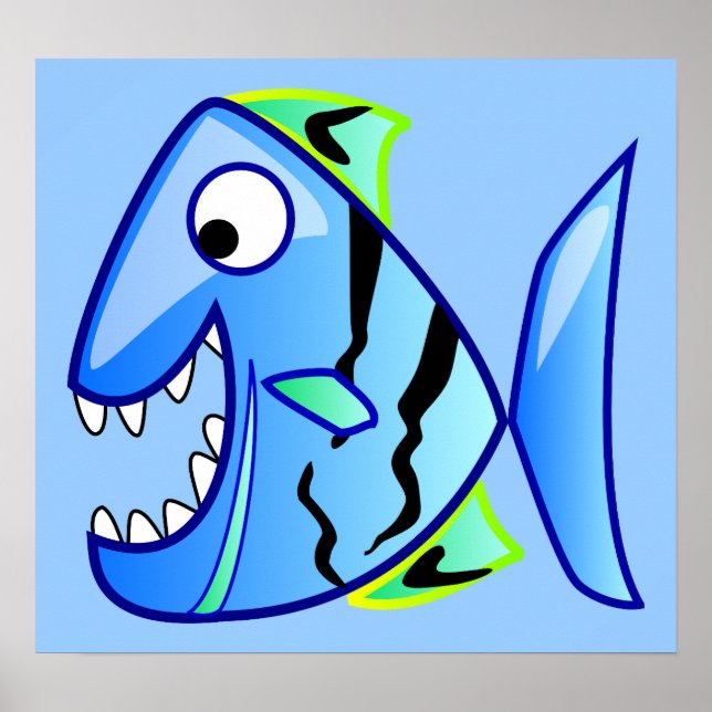 Icon-27971 Ikone blaue Fisch Theme Apps Piranha NI Poster (Vorne)