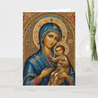 Icon of Mary and Jesus 5x7 folded Christmas Card Feiertagskarte