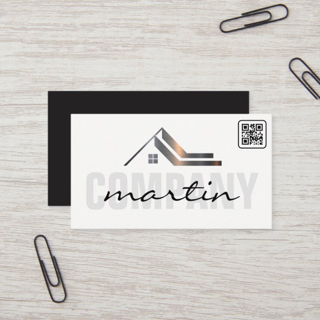 Icon Real Anwesen | QR-Code Visitenkarte (Vorderseite/Rückseite Beispiel)