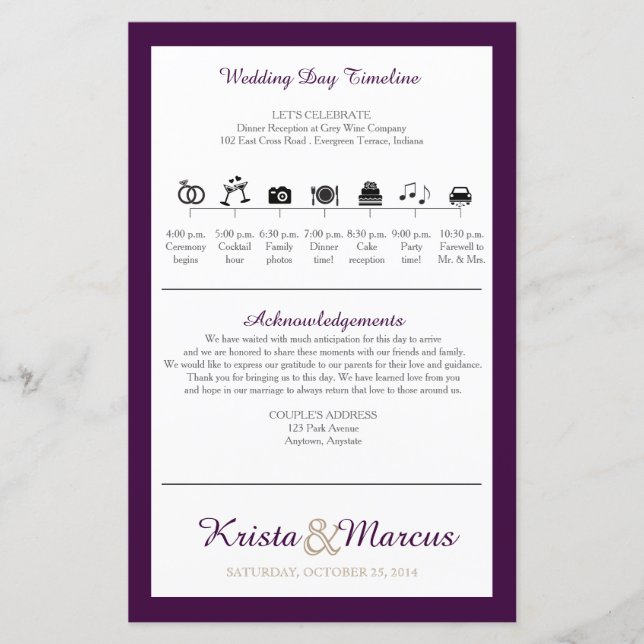 Icon TImeline Wedding Program (Vorderseite)