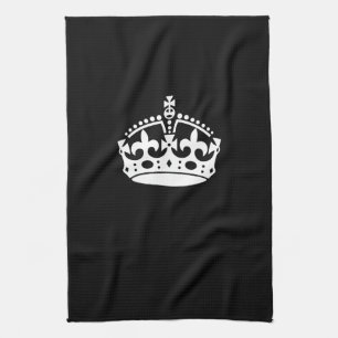Iconic Behielt Calm Crown auf Black Geschirrtuch