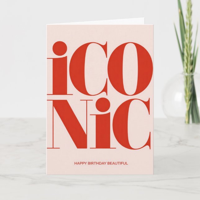 Iconic Bold Typography Pink and Red Birthday Card Karte (Vorderseite)