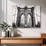 Iconic Brooklyn Bridge Black & White Acryl Fotofliese<br><div class="desc">Ikonische New Yorker Sehenswürdigkeit,  Brooklyn Bridge Schwarz-Weiß-Foto,  NYC.</div>