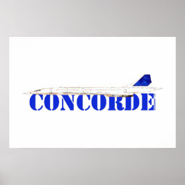 Iconic Concorde Jet mit fett blauer Typografie Poster