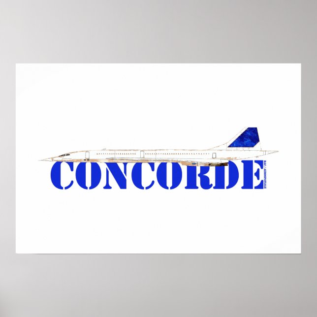 Iconic Concorde Jet mit fett blauer Typografie Poster (Vorne)