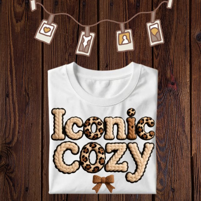 Iconic coz Faux Yarn printed T-shirt Cozy women  (Mockup image for display purposes only.The actual printed product will include the design shown.)