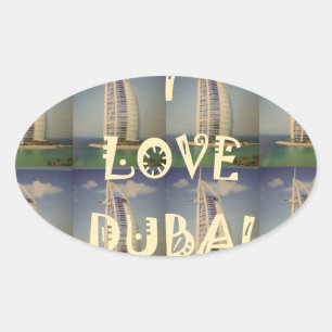 Iconic Dubai: "I Liebe Dubai" Vector Graphic Desig Ovaler Aufkleber