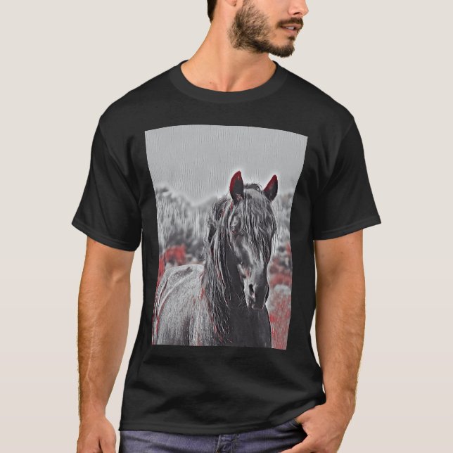🐴 Iconic Equus Blue Roan Stallion Horse 🌌 T-Shirt (Vorderseite)