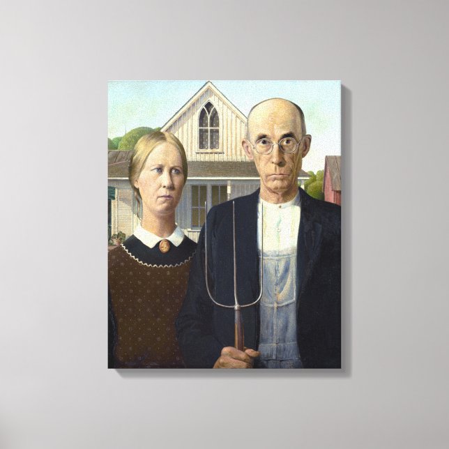 Iconic Grant Wood American Gothic Leinwanddruck (Vorderseite)