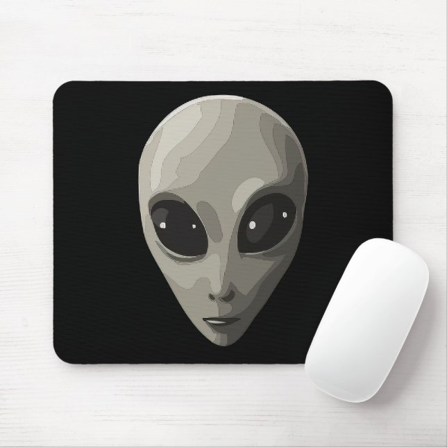 Iconic Gray Alien Face | Sci-Fi UFO Extraterrestri Mousepad (Mit Mouse)