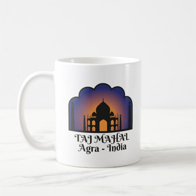 Iconic Indian Landmark Taj Mahal Silhouette Kaffeetasse (Links)