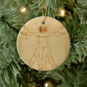 Iconic Leonardo da Vinci Vetruvian Man Keramik Ornament