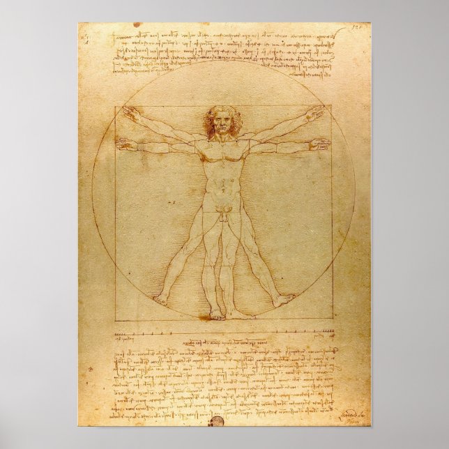 Iconic Leonardo da Vinci Vetruvian Man Poster (Vorne)