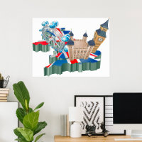 Iconic London Sehenswürdigkeiten UK Map British Tr