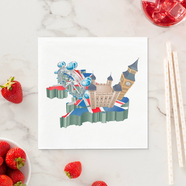 Iconic London Sehenswürdigkeiten UK Map British Tr Serviette (Von Creator hochgeladen)