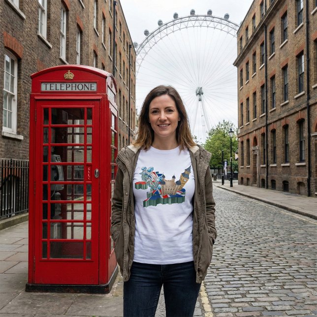 Iconic London Sehenswürdigkeiten UK Map British Tr T-Shirt (Von Creator hochgeladen)